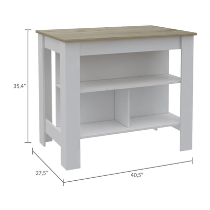Brooklyn Antibacterial Surface Kitchen Island, Three Concealed Shelves image 4