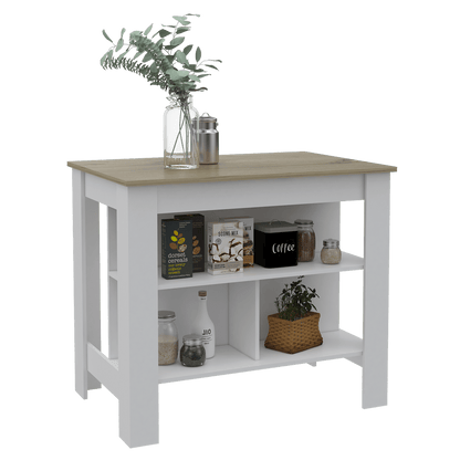 Brooklyn Antibacterial Surface Kitchen Island, Three Concealed Shelves image 7