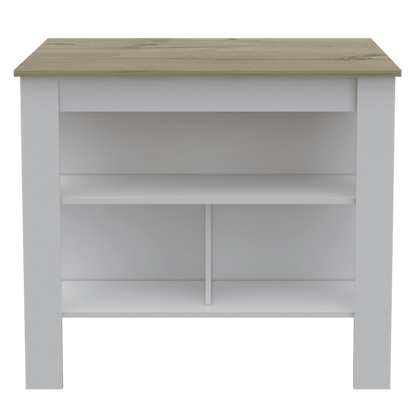 Brooklyn Antibacterial Surface Kitchen Island, Three Concealed Shelves image 2