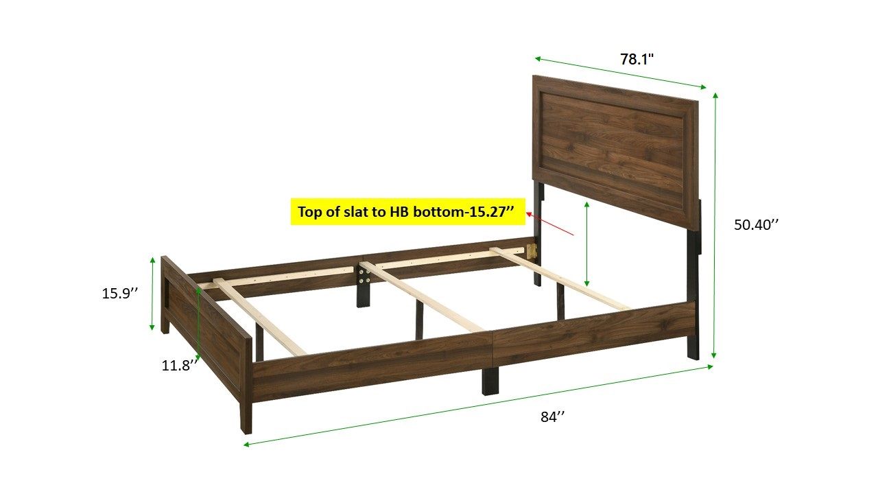 Brown Cherry Finish Fabric 1pc King Size Panel Bed Beautiful Wooden Bedroom Furniture Contemporary Style image 4