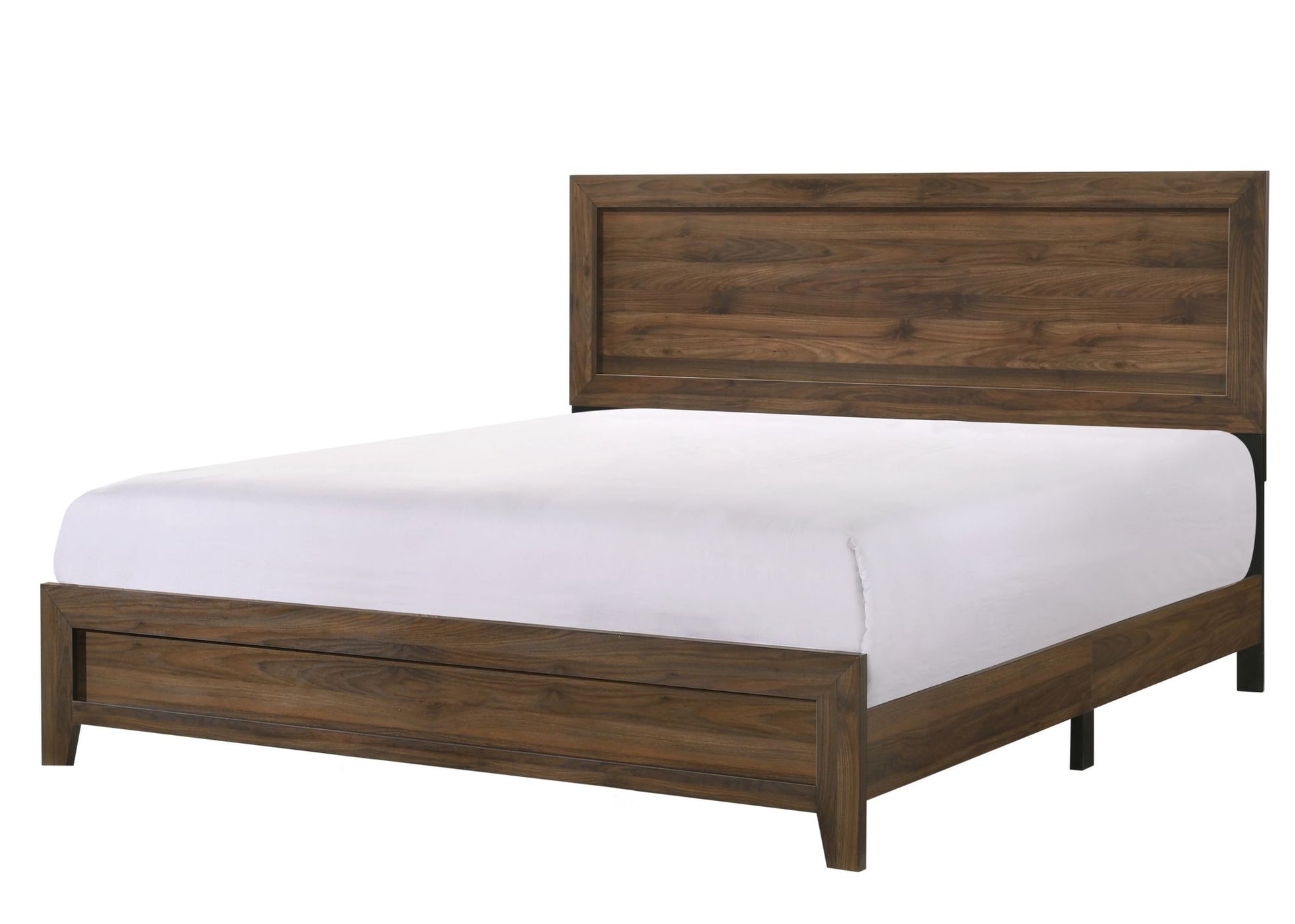 Brown Cherry Finish Fabric 1pc King Size Panel Bed Beautiful Wooden Bedroom Furniture Contemporary Style image 2