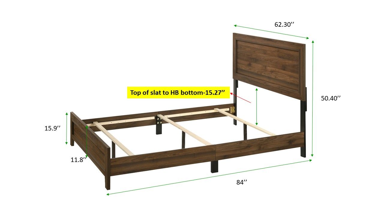 Brown Cherry Finish Fabric 1pc Queen Size Panel Bed Beautiful Wooden Bedroom Furniture Contemporary Style image 4