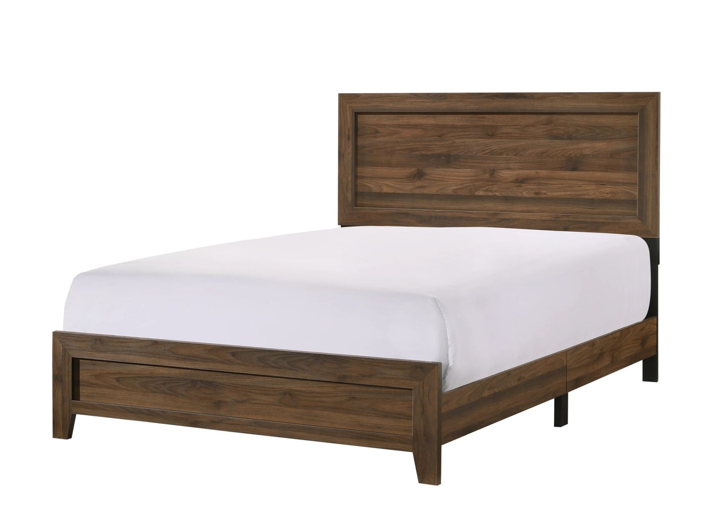 Brown Cherry Finish Fabric 1pc Queen Size Panel Bed Beautiful Wooden Bedroom Furniture Contemporary Style image 2