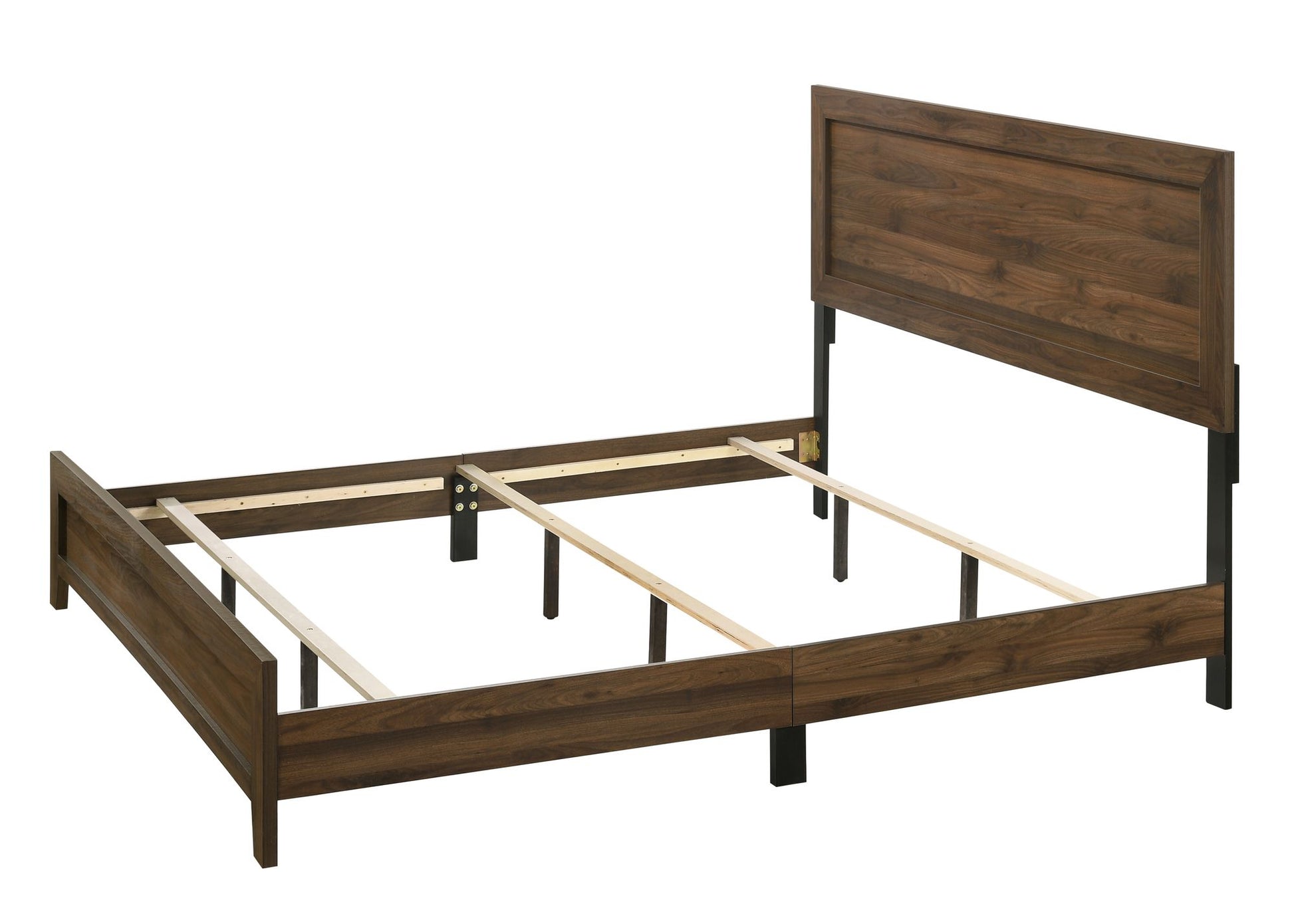 Brown Cherry Finish Fabric 1pc Queen Size Panel Bed Beautiful Wooden Bedroom Furniture Contemporary Style image 3