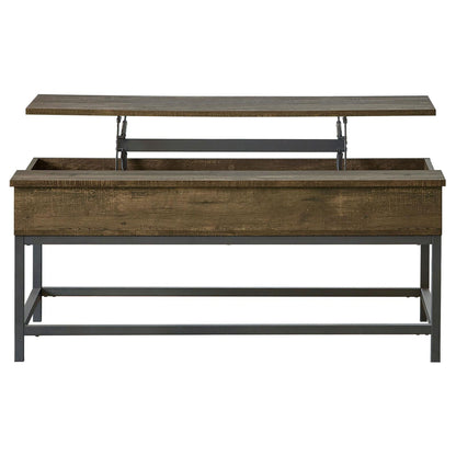 Brown Oak and Sandy Black Lift Top Coffee Table image 2