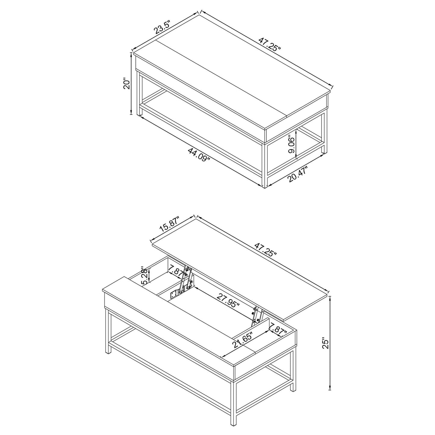 Brown Oak and Sandy Black Lift Top Coffee Table image 5