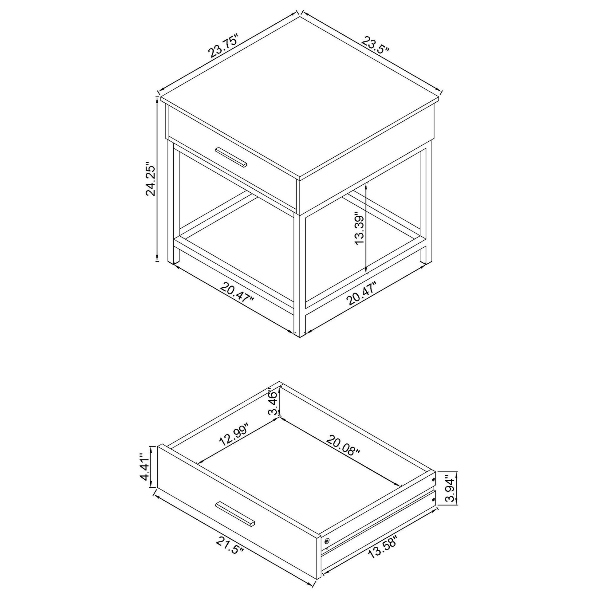 Brown Oak and Sandy Black Square End Table image 4