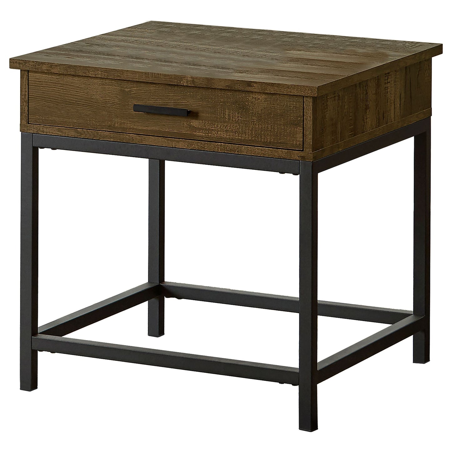 Brown Oak and Sandy Black Square End Table image 2