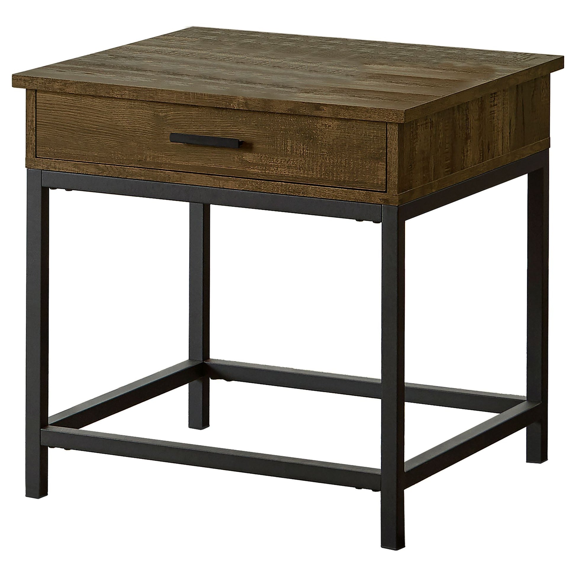 Brown Oak and Sandy Black Square End Table image 2