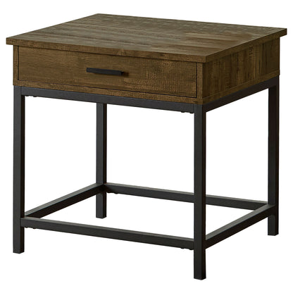 Brown Oak and Sandy Black Square End Table image 2