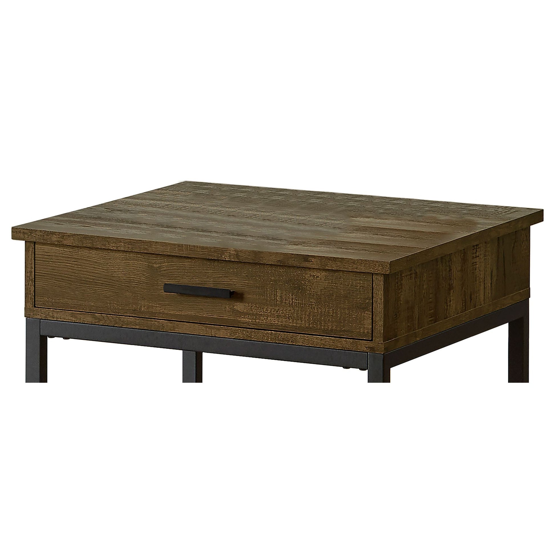 Brown Oak and Sandy Black Square End Table image 3