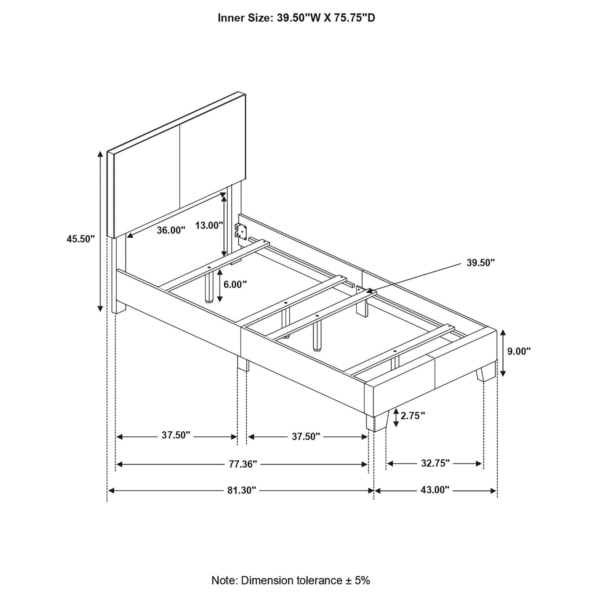 Brown Twin Panel Bed image 5