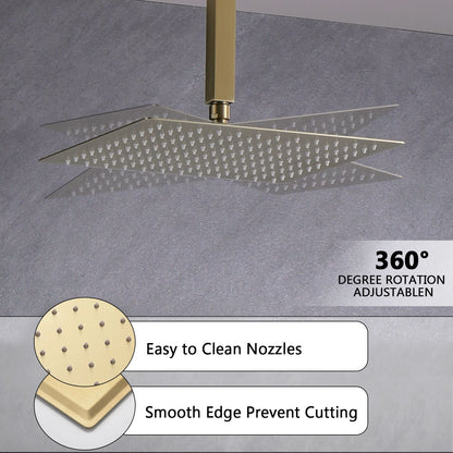 Brushed Gold 10 inches  Rain Shower Faucet Sets Complete With Shower System image 4