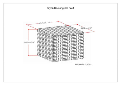 Brynn 18 inch Wide Square Pouf in Patterned Black and Natural Handwoven Cotton image 5