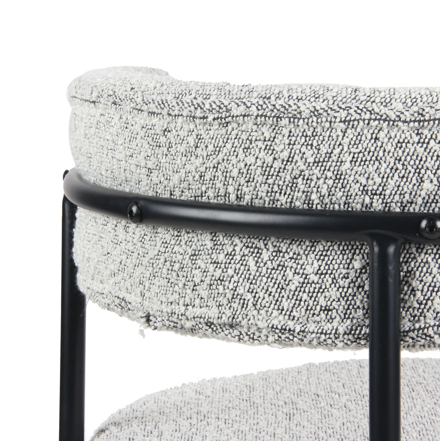 Burbank Modern Round Boucle Dining Chairs, Set of 2, Black White image 9