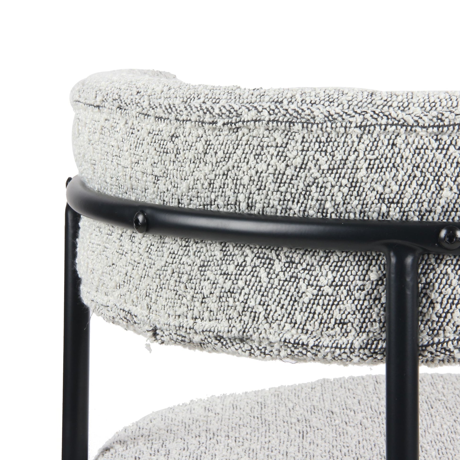 Burbank Modern Round Boucle Dining Chairs, Set of 2, Black White image 9