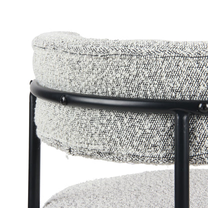 Burbank Modern Round Boucle Dining Chairs, Set of 2, Black White image 9