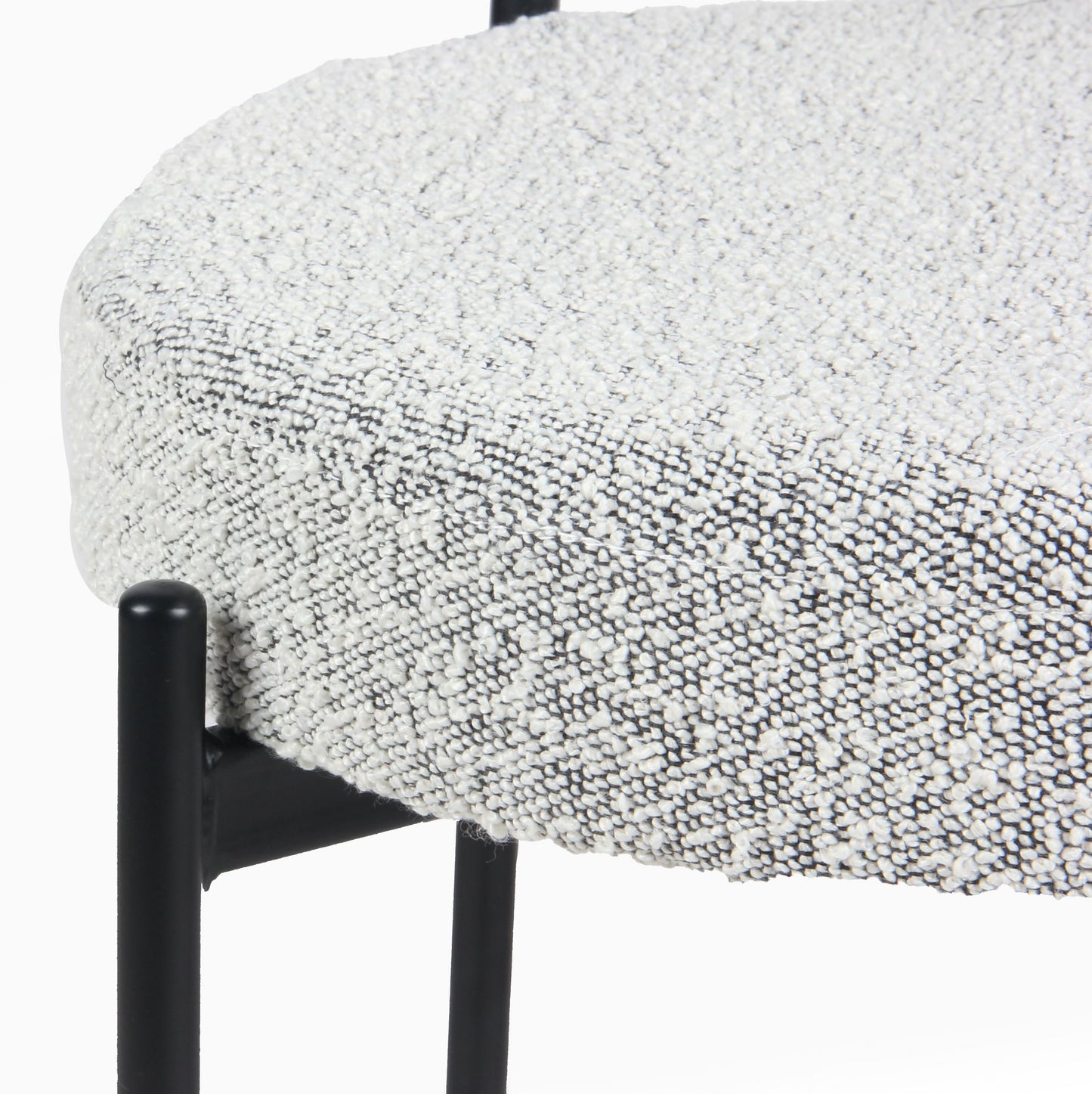 Burbank Modern Round Boucle Dining Chairs, Set of 2, Black White image 8