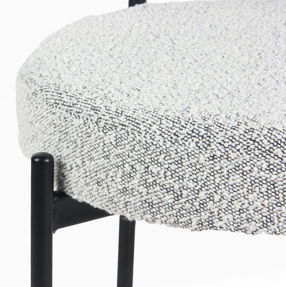 Burbank Modern Round Boucle Dining Chairs, Set of 2, Black White image 8