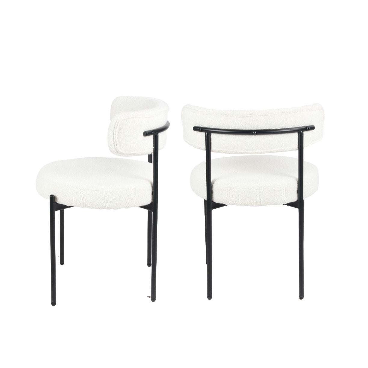 Burbank Modern Round Boucle Dining Chairs, Set of 2, White image 8