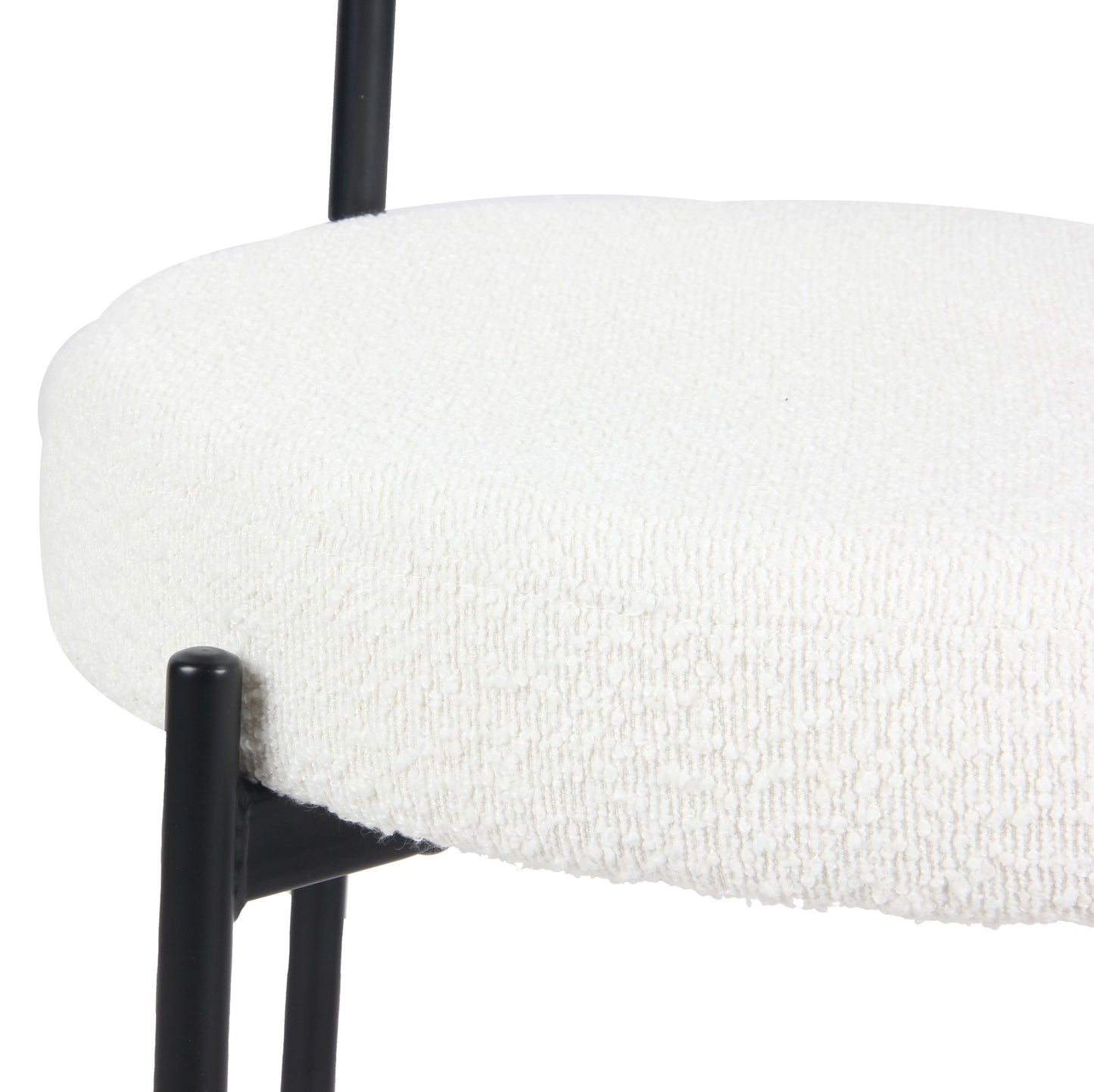 Burbank Modern Round Boucle Dining Chairs, Set of 2, White image 9