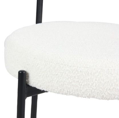 Burbank Modern Round Boucle Dining Chairs, Set of 2, White image 9
