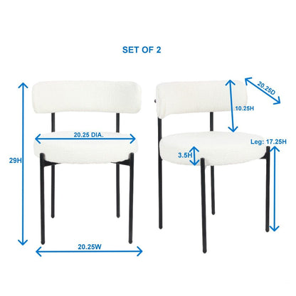 Burbank Modern Round Boucle Dining Chairs, Set of 2, White image 11