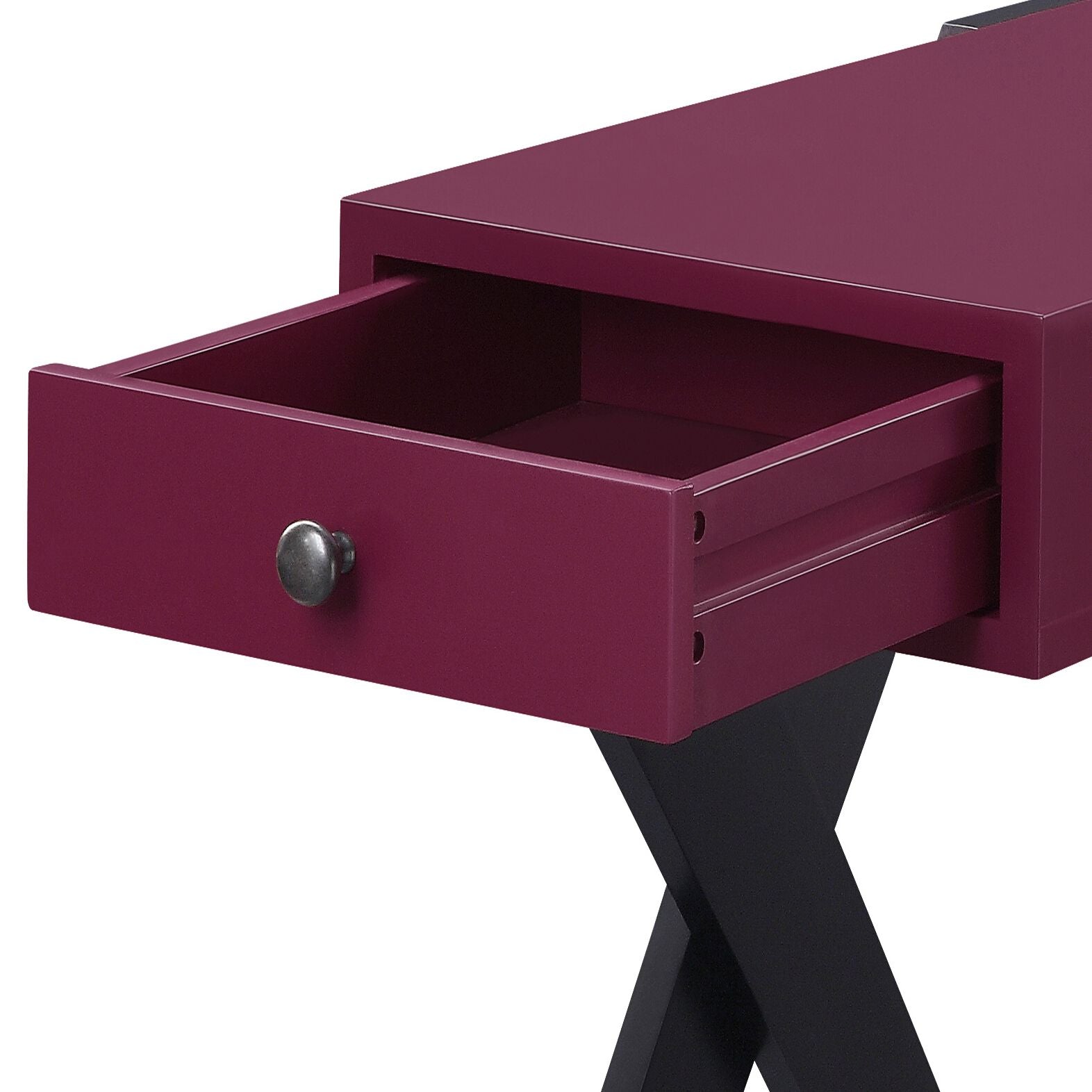 Burgundy and Black Side Table with USB Ports image 4