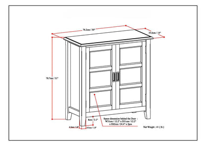 Burlington 30 inch Wide Solid Wood Low Storage Cabinet in Mahogany Brown image 7