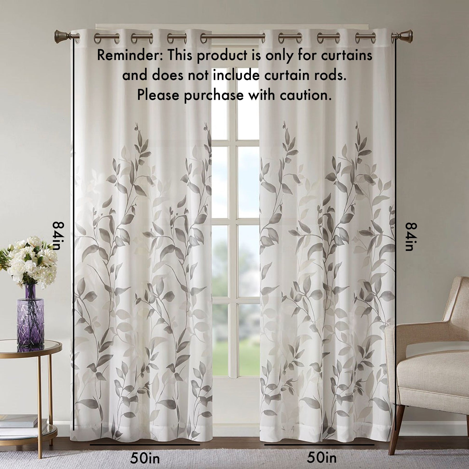Burnout Printed Curtain Panel image 4