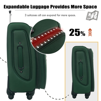Softside Luggage Expandable 3 Piece Set Suitcase with Duffel Bag Upright Spinner Softshell Lightweight Luggage Travel Set-22/26/30 IN image 8