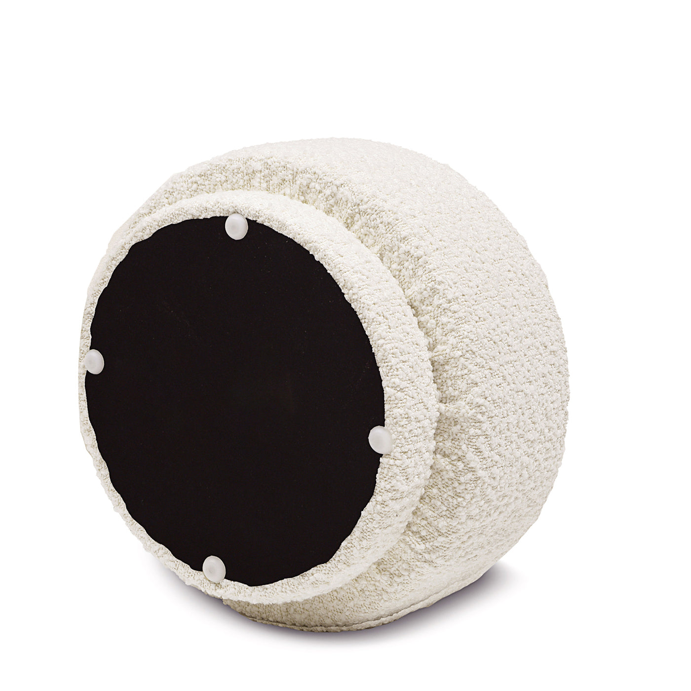 Fuji 15" Mushroom Footstool Ottoman, Ivory White Boucle image 7