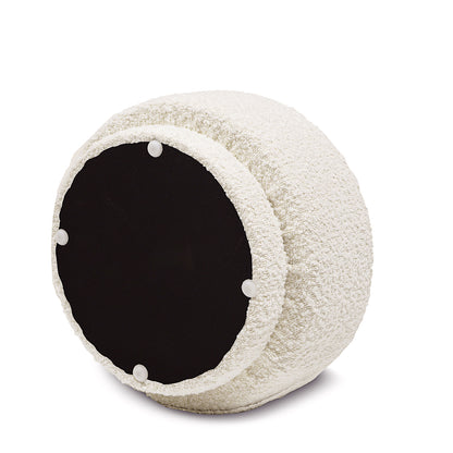 Fuji 15" Mushroom Footstool Ottoman, Ivory White Boucle image 7