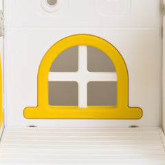 Qaba 8 in 1 Toddler Slide and Swing Set with 2 Slides, Baby Slide for Ages 1-3 with Basketball Hoop, Climber, Aisle, Steering Wheel, Storage Space, Telescope, Indoor Playground, Yellow