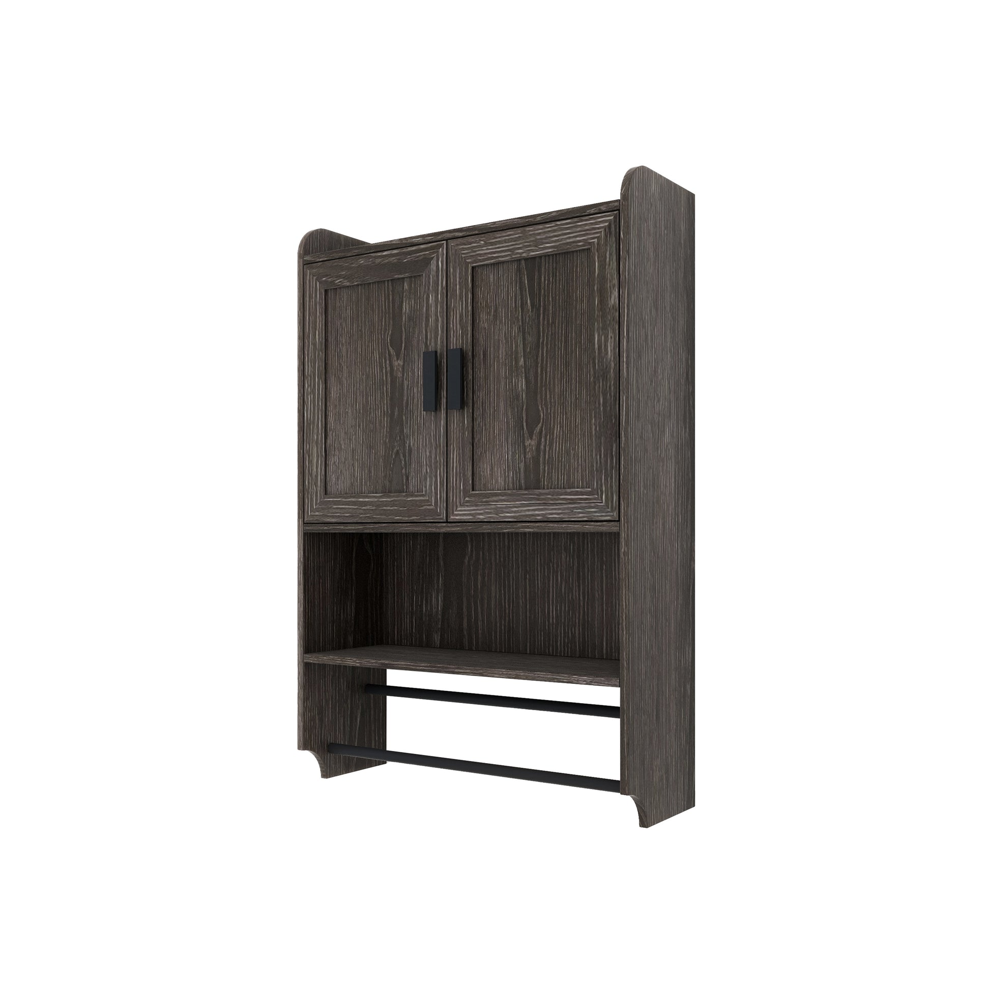 Bathroom Wall Cabinet with Doors,Adjustable Shelf,Towel Bar and Paper Holder, Over The Toilet Storage Cabinet, Medicine Cabinet for Bathroom-Grey image 7