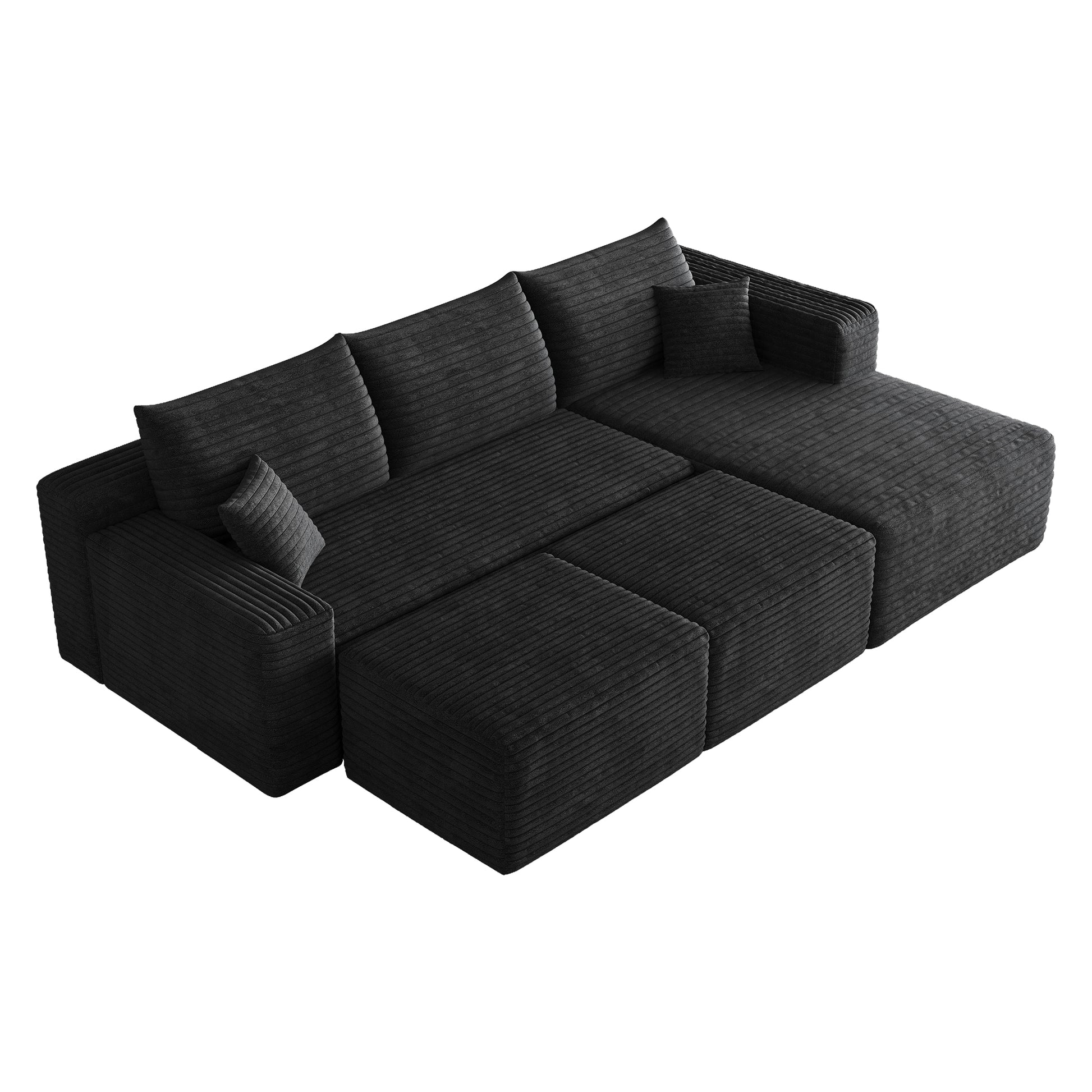 Cloud couch with ottomans modern minimalist style black corduroy