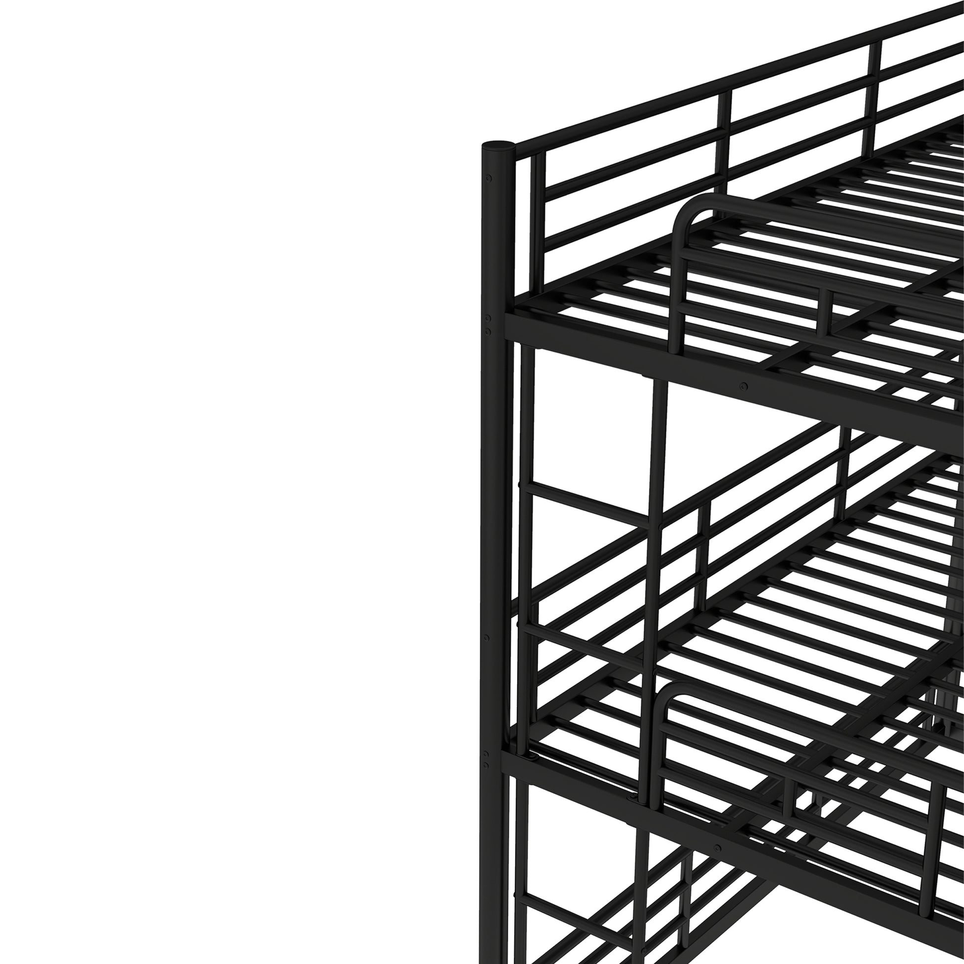 Twin over Twin over Full Bunk Bed, Metal Triple Bunk Bed with Safety Guardrails, Heavy-duty Bunk Bed with Noise-reduced Design, Black image 8