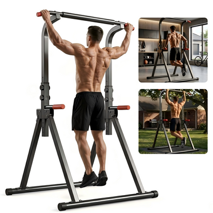 Foldable Pull Up Bar Standing Power Tower - Multi-Function Dip Station, 6-Level Adjustable Height Strength Training Fitness Equipment for Home Gym, 440lbs Max image 10