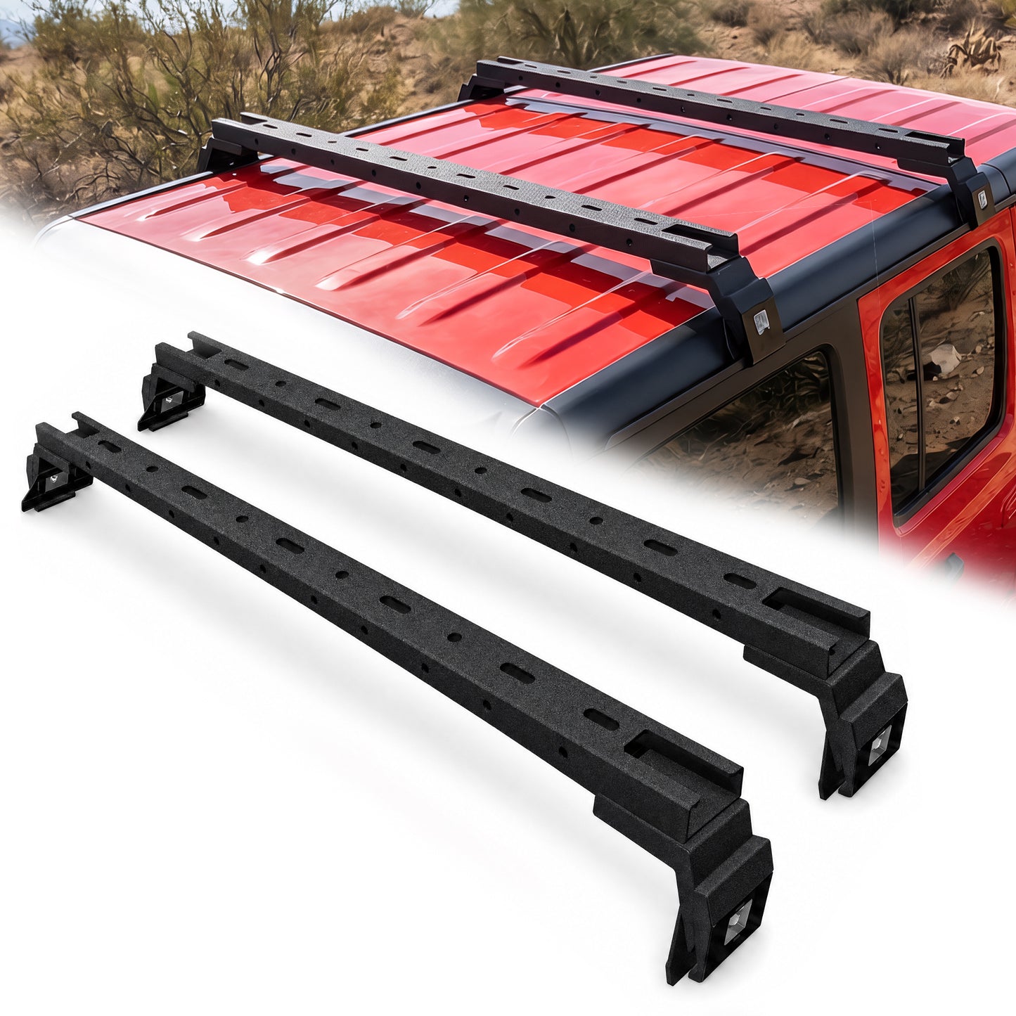 2PCS 400 LBS Roof Rack Cross Bars Compatible For 2007-2026 Jeep Wrangler JK JKU / JL JLU Unlimited & Gladiator JT Hardtop, Roof Rail Crossbars Cargo Carrier Rooftop Luggage image 1