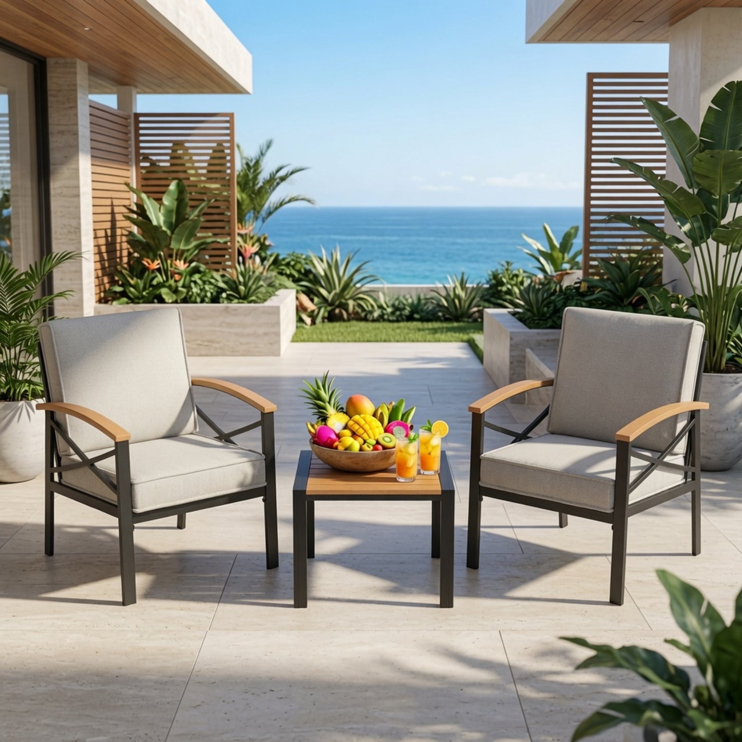 18.9” Black Square Side Havey-Duty Metal Outdoor Patio End Table image 5