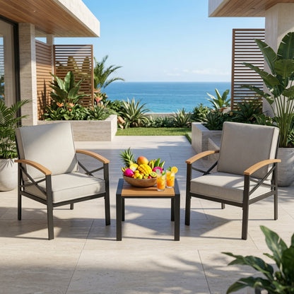18.9” Black Square Side Havey-Duty Metal Outdoor Patio End Table image 5