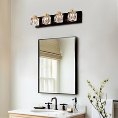 4-Light Matte Black & Gold Bathroom Light Fixtures | Modern Design