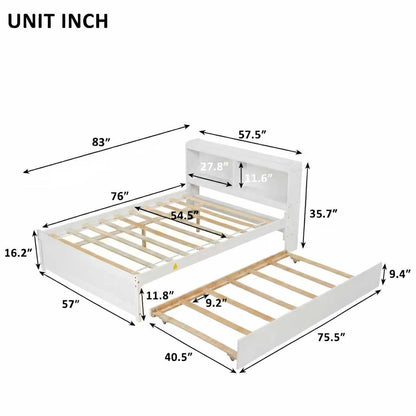Full Size Bed with Trundle and Bookcase Headboard,White (Old Sku W50446124) image 4