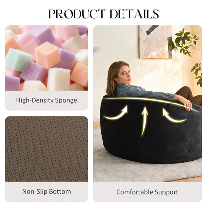 Ultra-Comfort Ergonomic Bean Bag Lounge Chair with Adjustable High-Elasticity Inner Filling and Detachable Washable Cover for Multi-Scene Use in Living Room/Bedroom/Balcony image 3