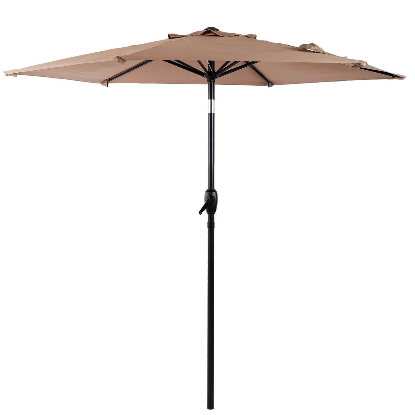 7.5 FT Patio Umbrella, Outdoor Market Yard Umbrella, Sun Shade Umbrella with Push Button Tilt and Crank Mechanism for Garden, Deck, Pool and Backyard, Not Include Umbrella Base, Brown image 3