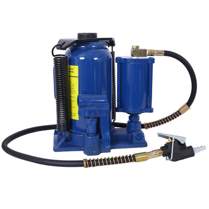 Air Hydraulic Bottle Jack, 20 Ton/44029 LBS All Welded Bottle Jack, 10.2-19.7 inch Lifting Range, Manual Handle and Air Pump, for Car, Pickup, Truck, RV, Auto Repair, Industrial Engineering,Blue image 1