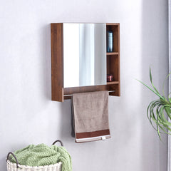 Wall Mounted Bathroom Mirror Cabinet with Shelves & Towel Rack