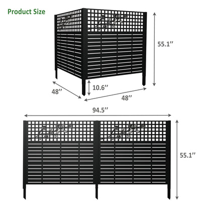 W48'' x H47.3'' x 2 Panels Metal Privacy Screen, Outdoor Privacy Panels, Trash Can Enclosure, Air Conditioner Fence, Pool Equipment Enclosure, Backyard Fencing, Rose Black image 4