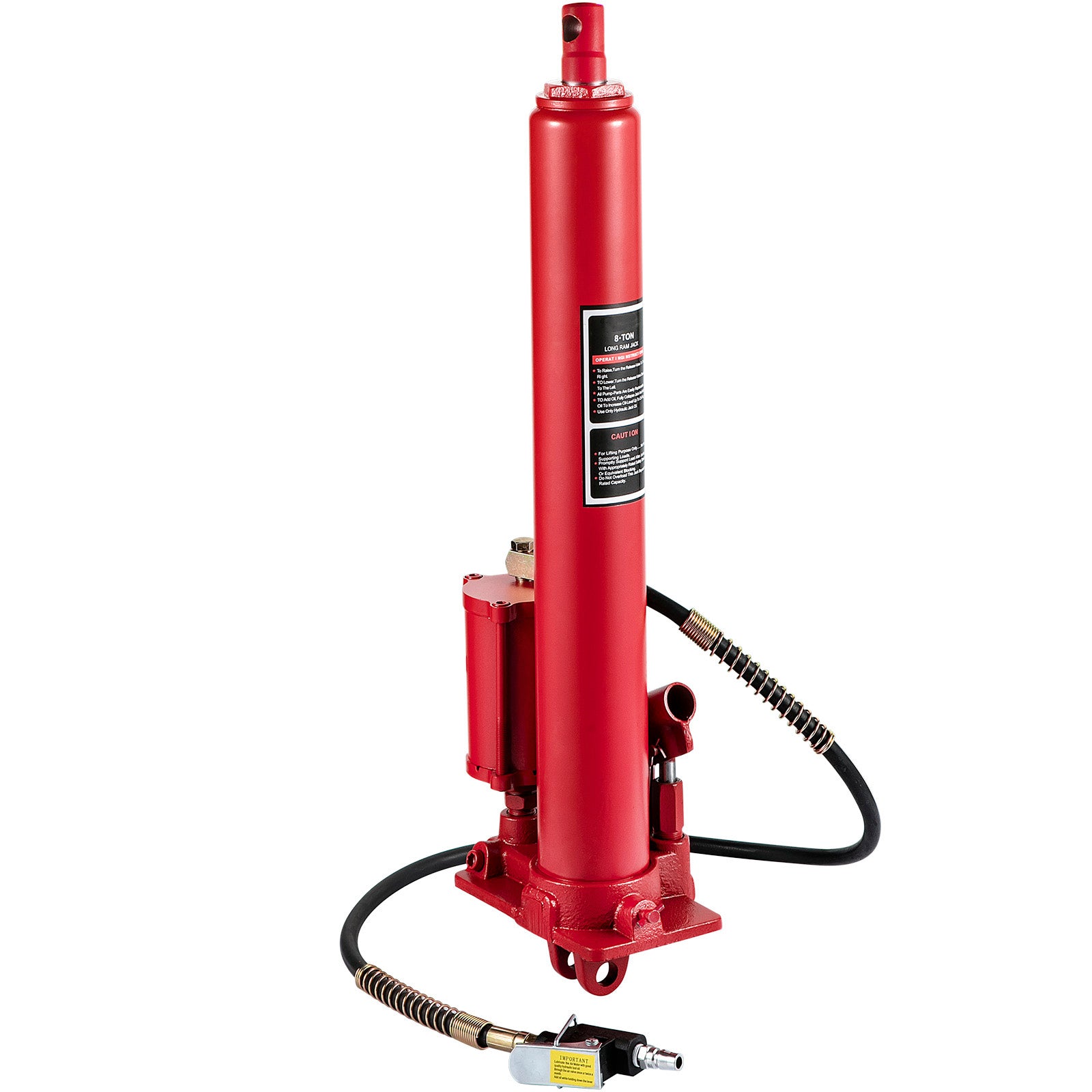 Hydraulic/Pneumatic Long Ram Jack, 8 Tons/17363 lbs Capacity, with Single Piston Pump and Clevis Base, Manual Cherry Picker w/Handle, for Garage/Shop Cranes, Engine Lift Hoist, Red image 7
