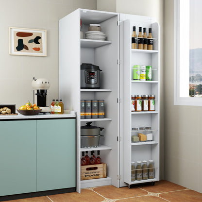 Kitchen Pantry Cabinet, White Freestanding Buffet Cupboards Sideboard with Doors & Shelves, Kitchen Pantry Storage Cabinet for Kitchen, Living Room and Dinning Room image 1